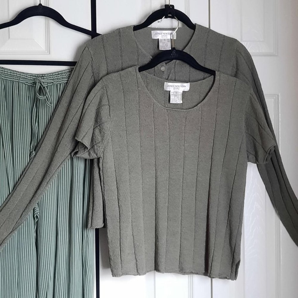 Jones New York Sport Petite 2-Piece Sweater Set Moss / Olive Size Small P